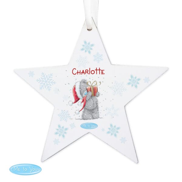 Personalised Me To You Christmas Wooden Star Decoration
