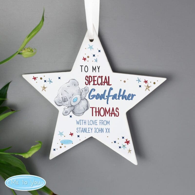 Personalised Me to You Godfather Wooden Star Decoration