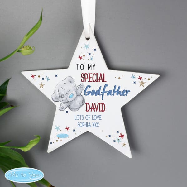 Personalised Me to You Godfather Wooden Star Decoration
