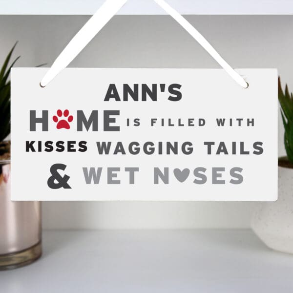 Personalised 'Wagging Tails' Dog Wooden Sign