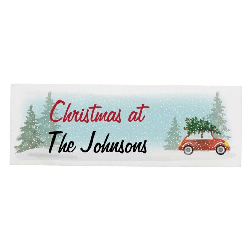 Personalised 'Driving Home For Christmas' Wooden Block Sign