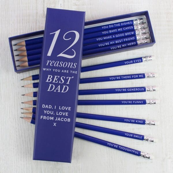 Personalised 12 Reasons Box and 12 Blue HB Pencils 2 Personalised 12 Reasons Box and 12 Blue HB Pencils