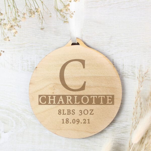 Personalised Initial Round Wooden Decoration 32 Personalised Initial Round Wooden Decoration