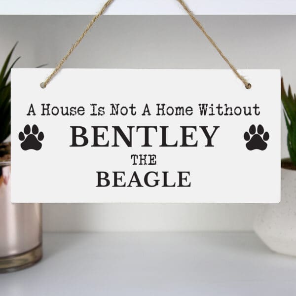 Personalised Paw Print Dog Breed Wooden Sign 26 Personalised Paw Print Dog Breed Wooden Sign