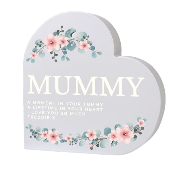 Personalised Floral Free Standing Heart Ornament