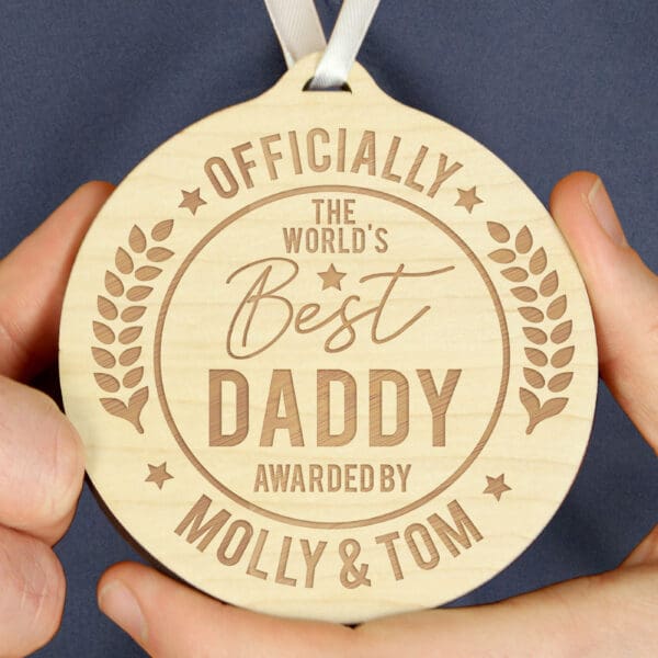 Personalised Officially The Best Round Wooden Medal 30 Personalised Officially The Best Round Wooden Medal