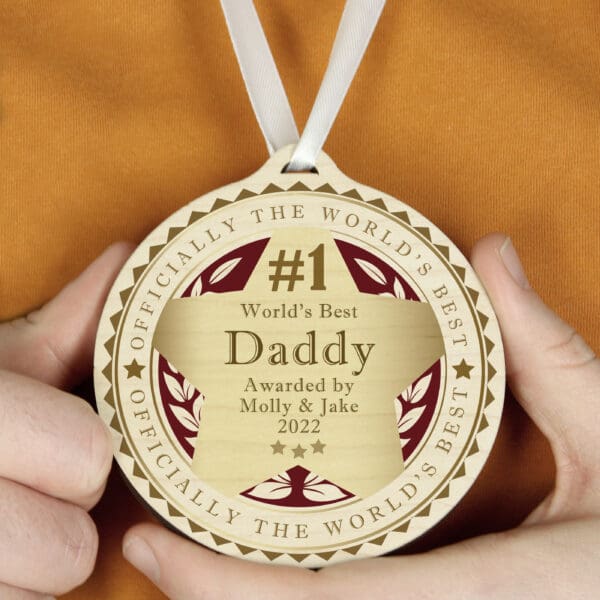 Personalised Number 1 Round Wooden Medal 29 Personalised Number 1 Round Wooden Medal