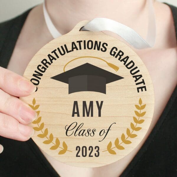 Personalised Graduation Round Wooden Decoration 21 Personalised Graduation Round Wooden Decoration