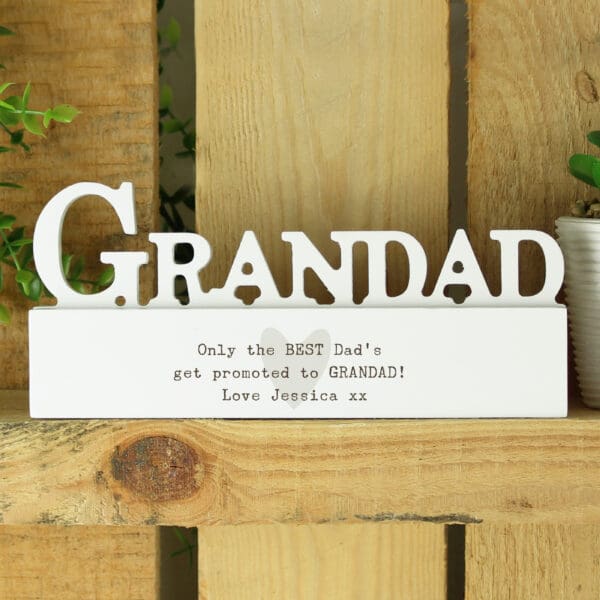 Personalised Free Text Heart Wooden Grandad Ornament