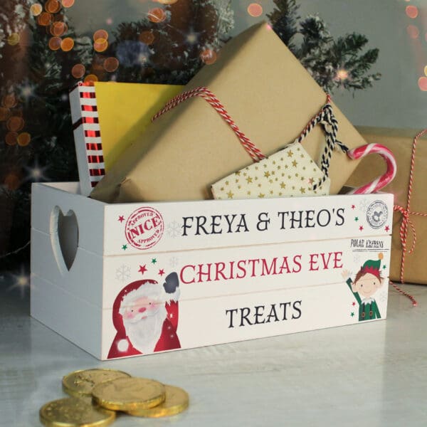 Personalised Christmas White Wooden Crate 35 Personalised Christmas White Wooden Crate