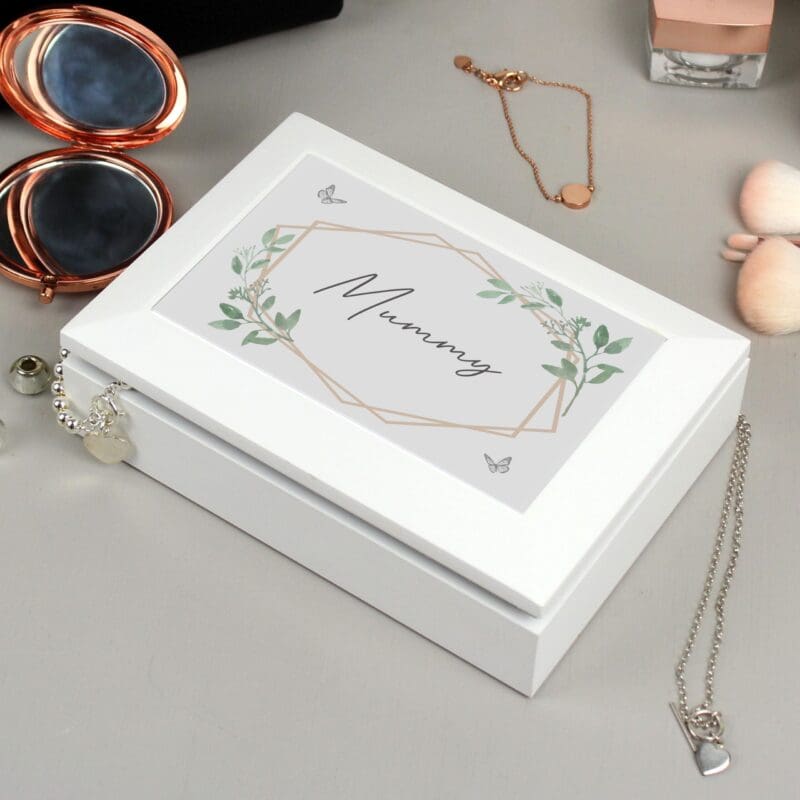 Personalised Botanical Butterfly Wooden Jewellery Box