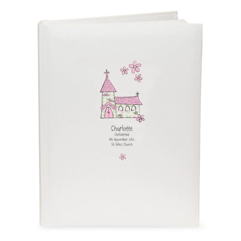 Personalised Whimsical Church Pink Traditional Photo Album