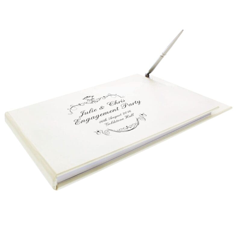 Personalised Ornate Swirl Hardback Guest Book & Pen