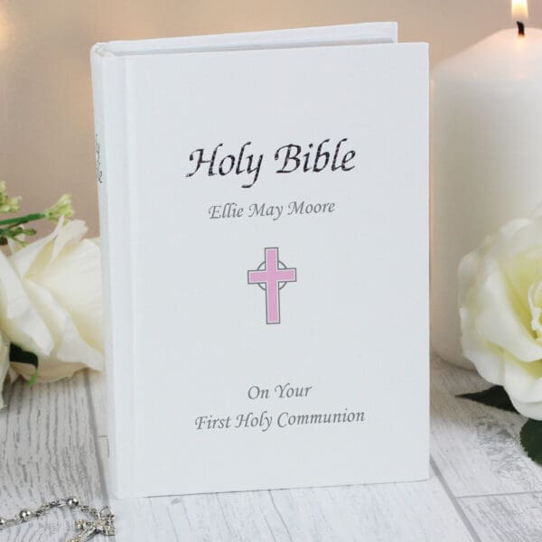 Personalised Pink Cross Bible