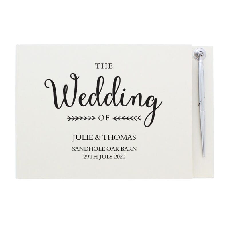 Personalised Rustic Wedding Hardback Guest Book & Pen