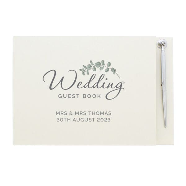 Personalised Botanical Wedding Guest Book & Pen