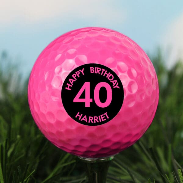 Personalised Big Age Pink Golf Ball