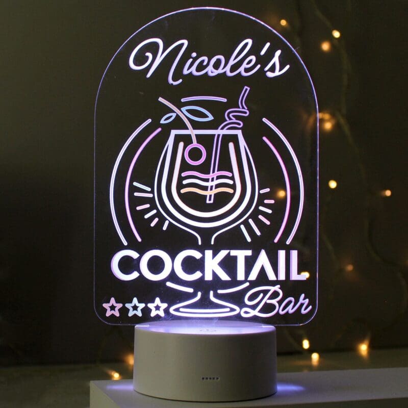 Personalised Cocktail LED Colour Changing Night Light