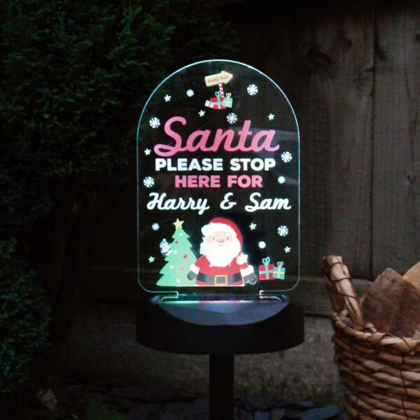 Personalised Santa Stop Here Outdoor Solar Light 8 Personalised Santa Stop Here Outdoor Solar Light