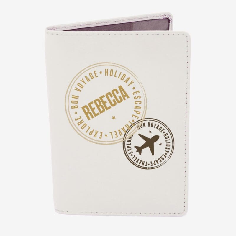 Personalised Stamped Cream Passport Holder