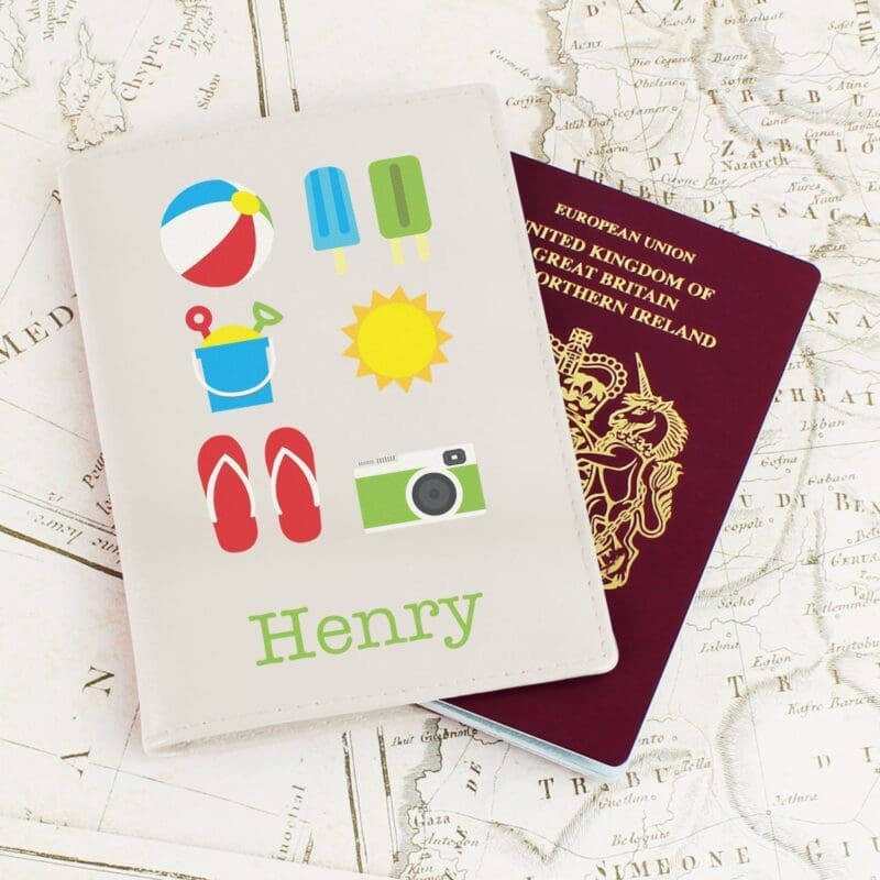 Personalised Bright Travel Cream Passport Holder