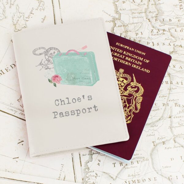Personalised Vintage Pastel Travel Cream Passport Holder 31 Personalised Vintage Pastel Travel Cream Passport Holder