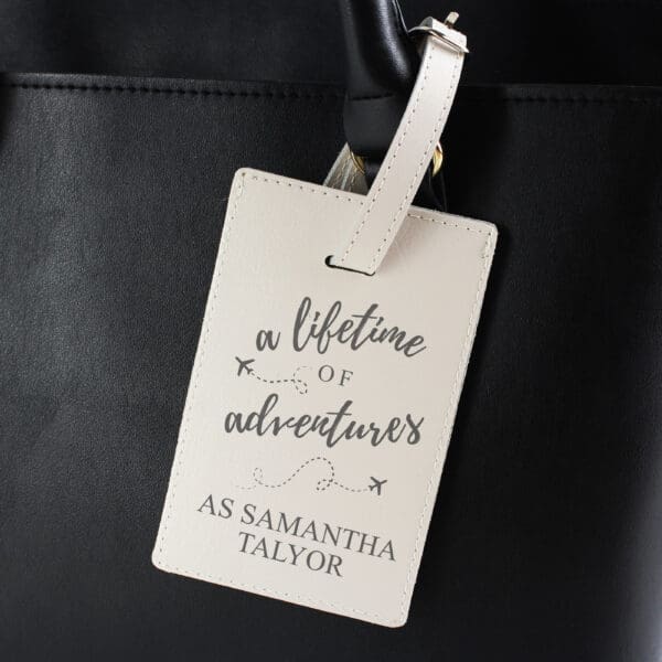 Personalised 'Lifetime of Adventures' Cream Luggage Tag 17 Personalised 'Lifetime of Adventures' Cream Luggage Tag