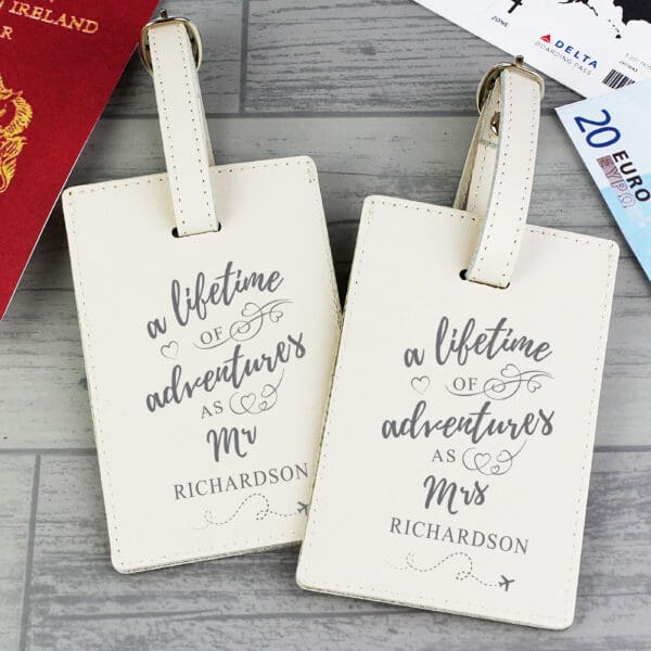 Personalised 'Lifetime of Adventures' Couples Luggage Tags 7 Personalised 'Lifetime of Adventures' Couples Luggage Tags
