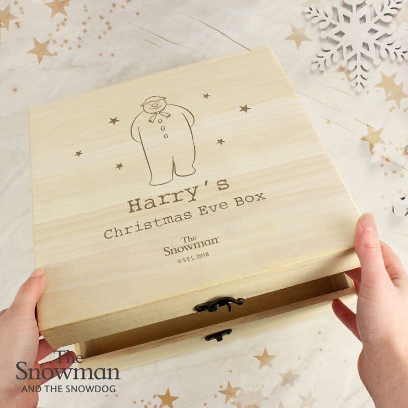 Personalised The Snowman Large Wooden Christmas Eve Box