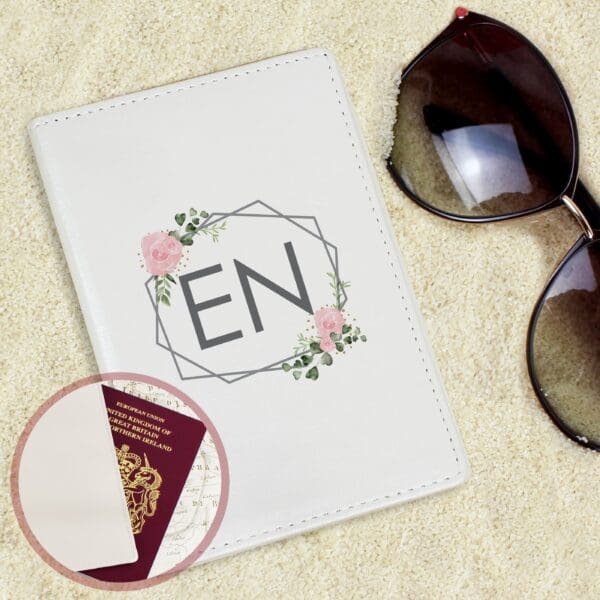 Personalised Floral Cream Passport Holder