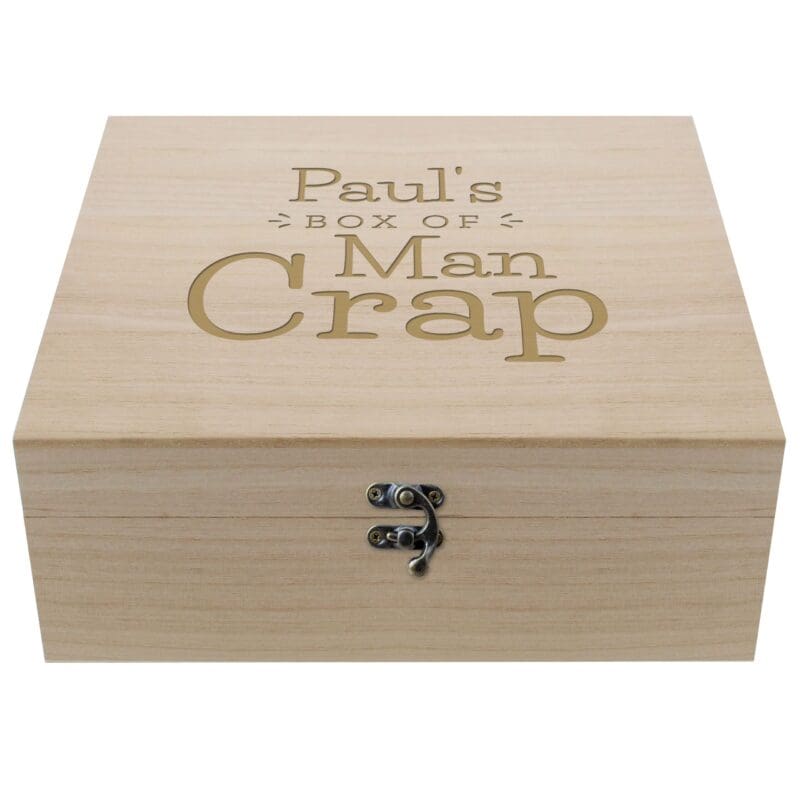 Personalised Box of Man Crap Large Wooden Keepsake Box
