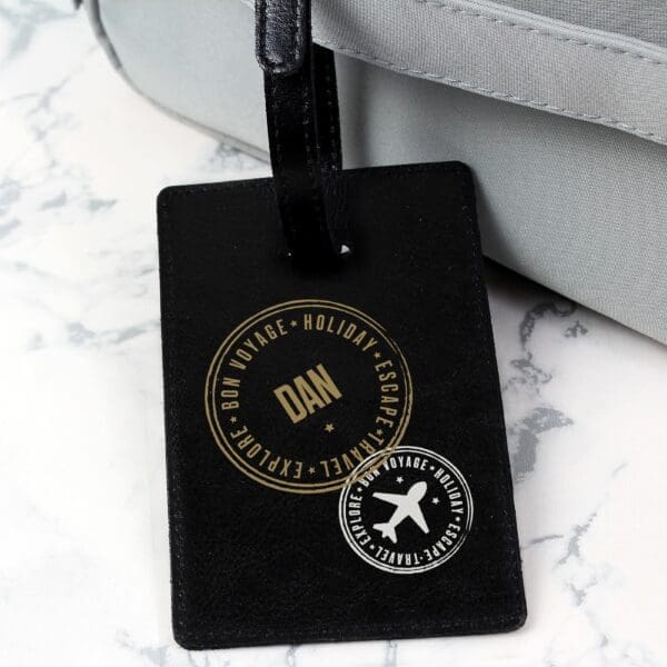 Personalised Stamped Black Luggage Tag 26 Personalised Stamped Black Luggage Tag