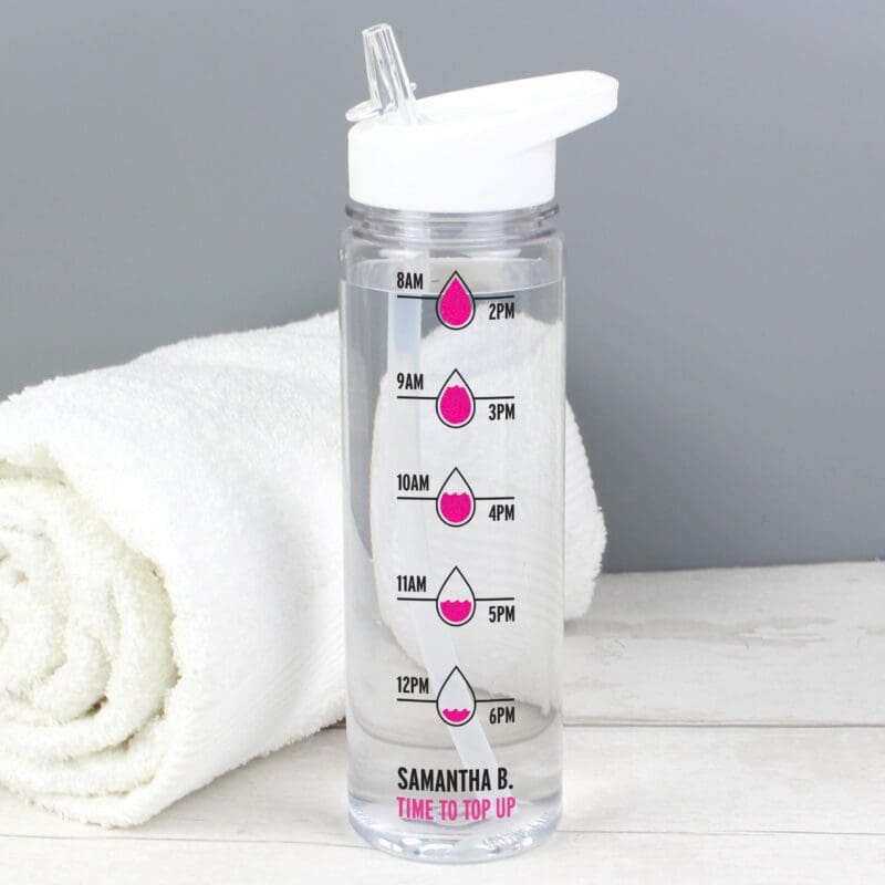 Personalised Pink 'Hydration Tracker' Water Bottle