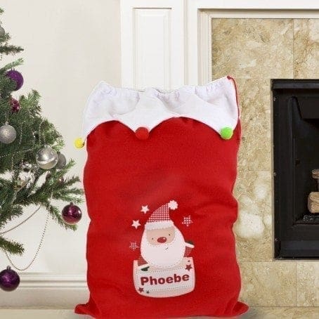 Personalised Pocket Santa Pom Pom Sack