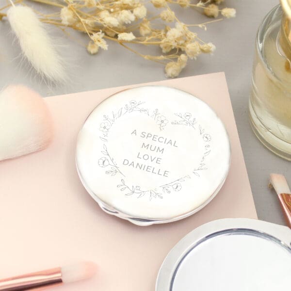 Personalised Floral Heart Compact Mirror 8 Personalised Floral Heart Compact Mirror