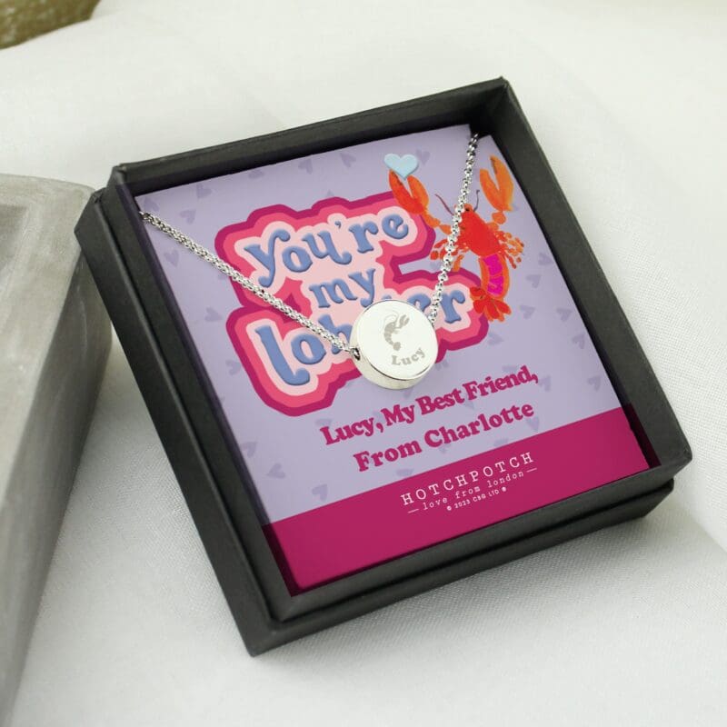 Personalised Youre My Lobster Sentiment Silver Tone Necklace and Box