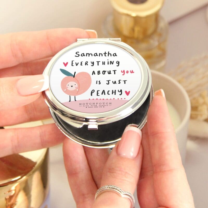 Personalised Peachy Compact Mirror