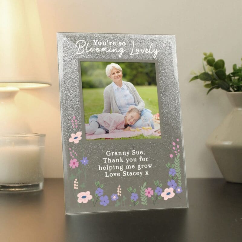 Personalised Blooming Lovely 6x4 Glitter Photo Frame
