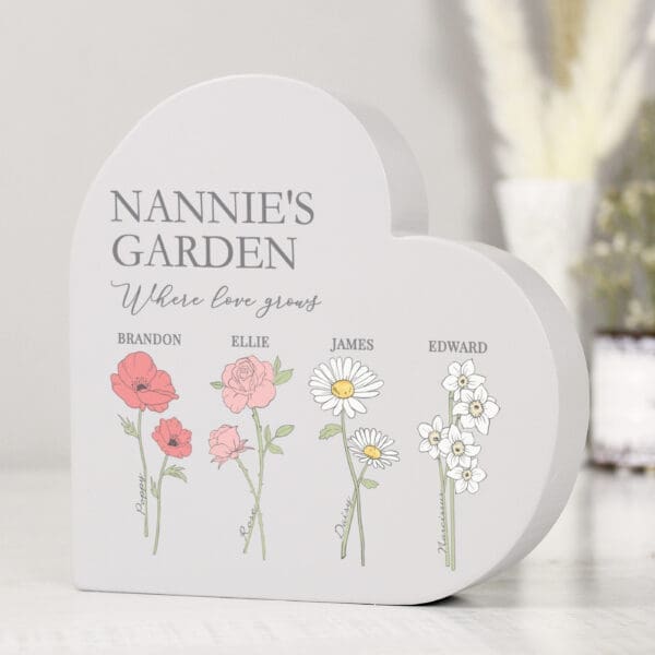 Personalised Flower of the Month Family Heart Ornament 21 Personalised Flower of the Month Family Heart Ornament