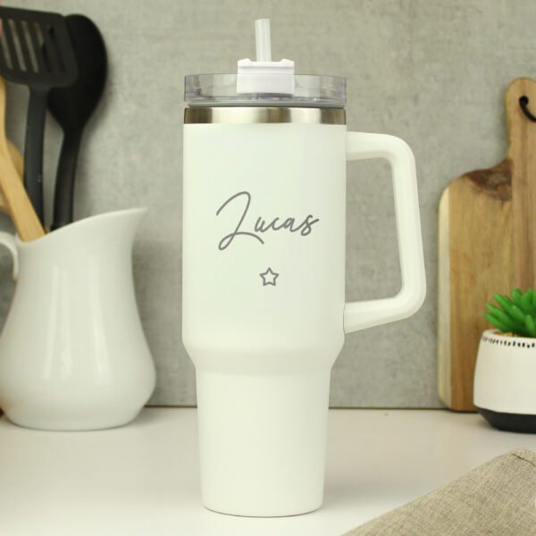 Personalised Star 40oz White Travel Cup 19 P0104N70