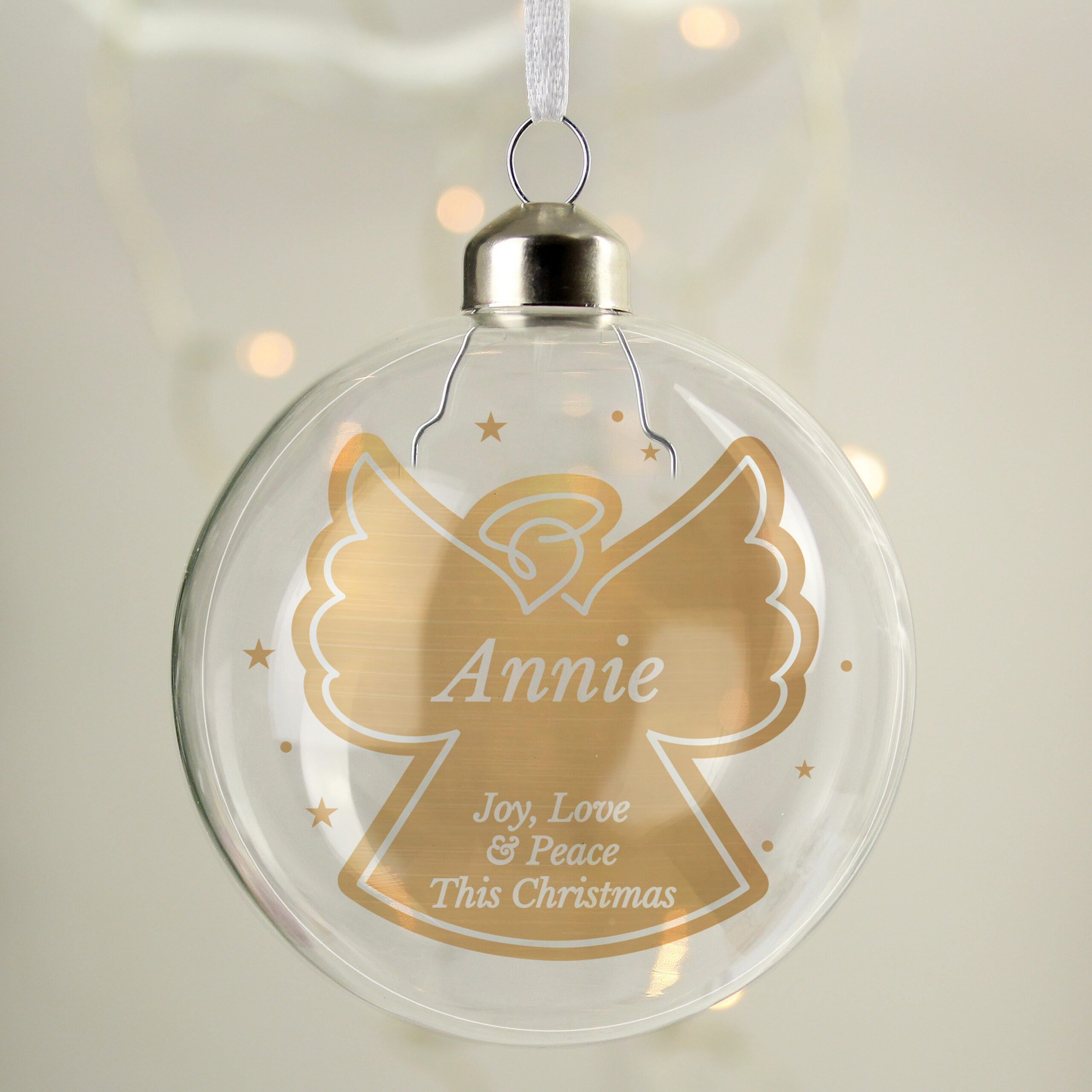 Personalised Gold Angel Name Only Glass Bauble 1 Personalised Gold Angel Name Only Glass Bauble