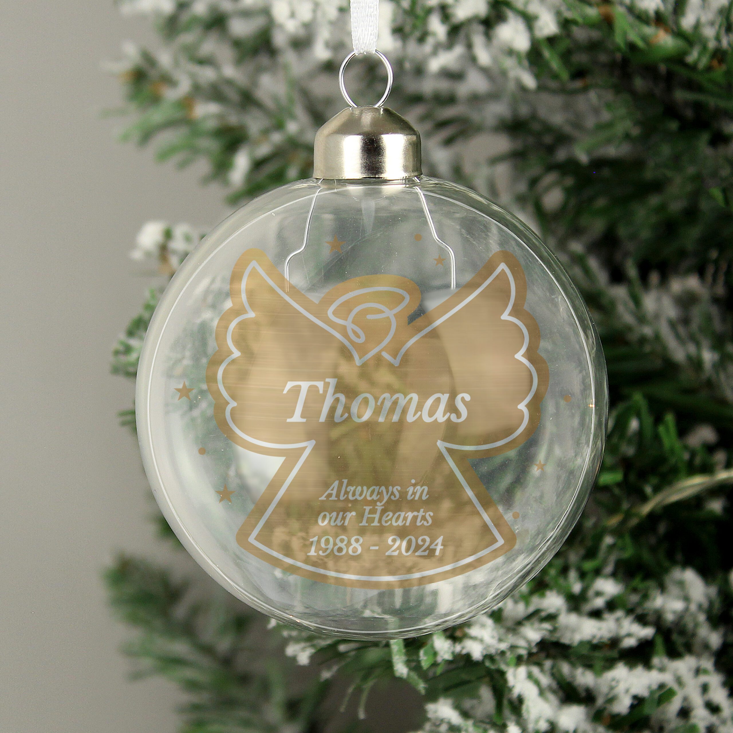 Personalised Gold Angel Name Only Glass Bauble 3 Personalised Gold Angel Name Only Glass Bauble