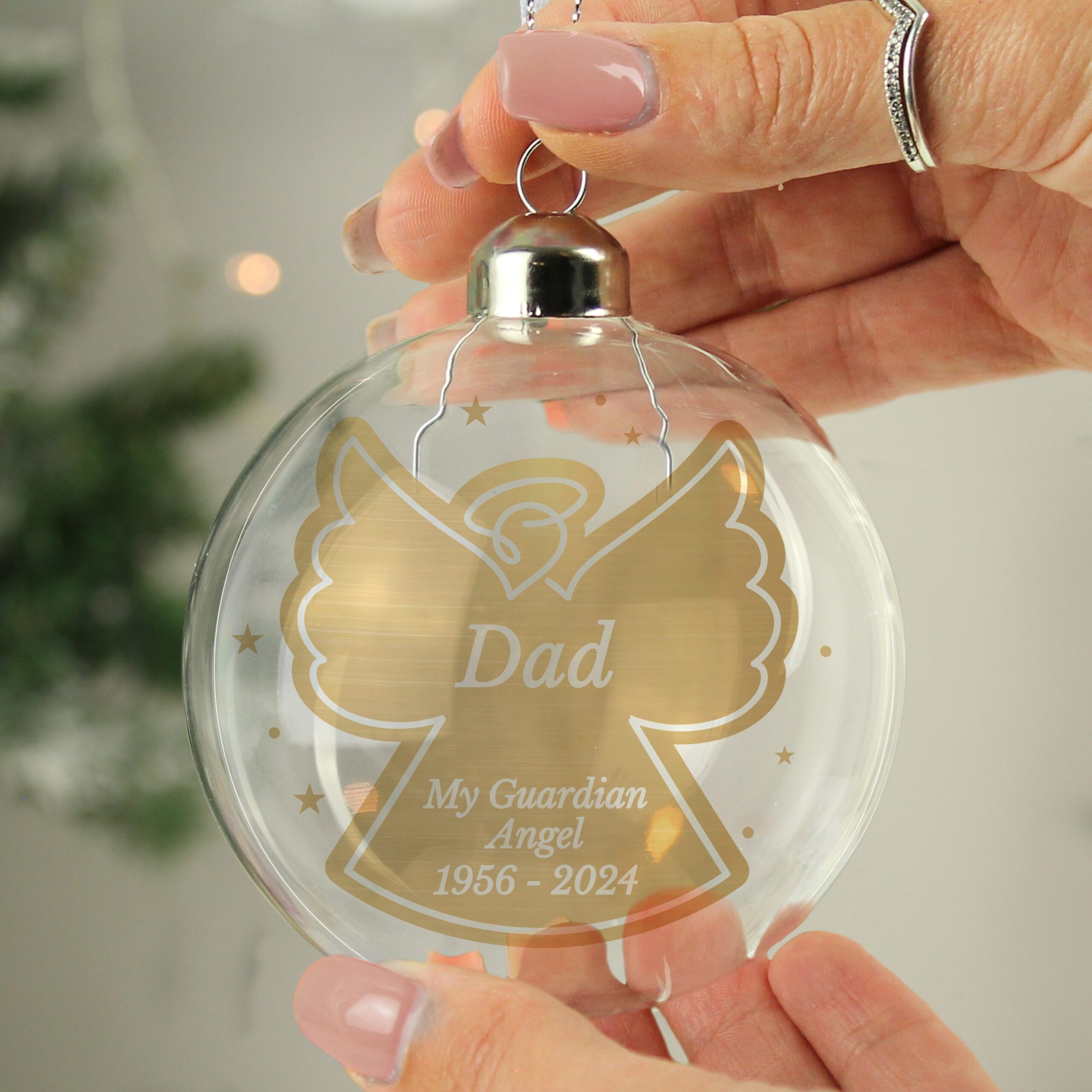 Personalised Gold Angel Name Only Glass Bauble 5 Personalised Gold Angel Name Only Glass Bauble