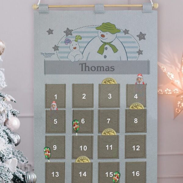 Personalised The Snowman Advent Calendar In Silver Grey