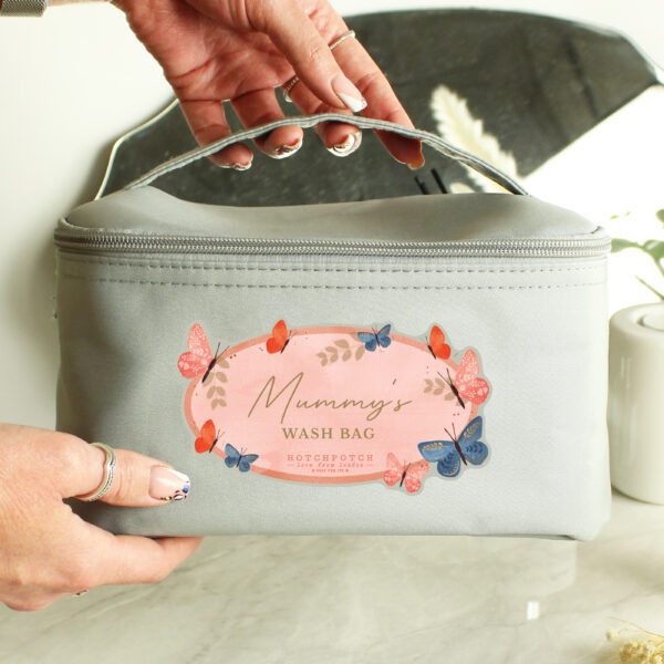 Personalised Hotchpotch Butterfly Grey Toiletry Bag 2 Personalised Hotchpotch Butterfly Grey Toiletry Bag