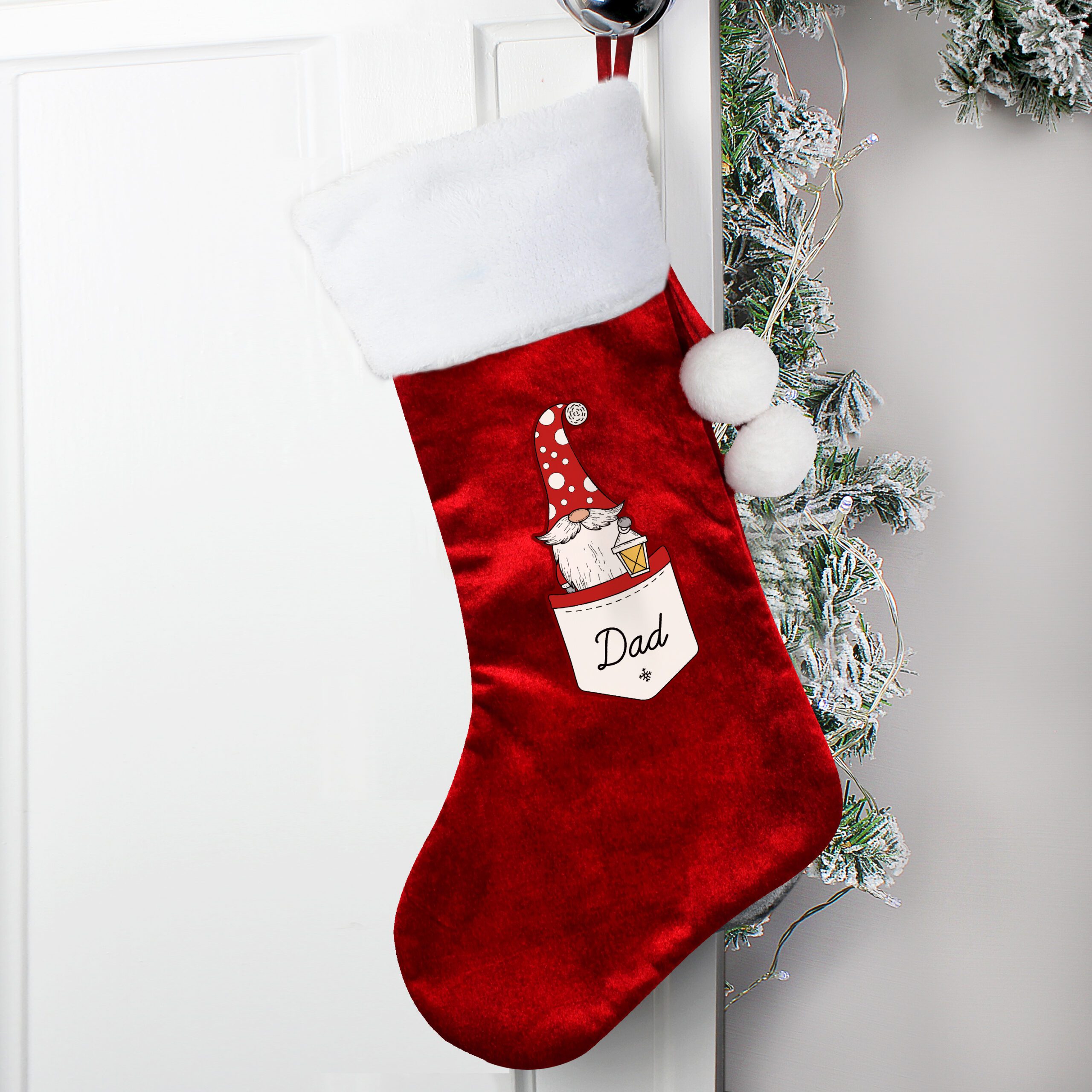 Personalised Gonk Family Red Christmas Stocking- Male 1 Personalised Gonk Family Red Christmas Stocking- Male