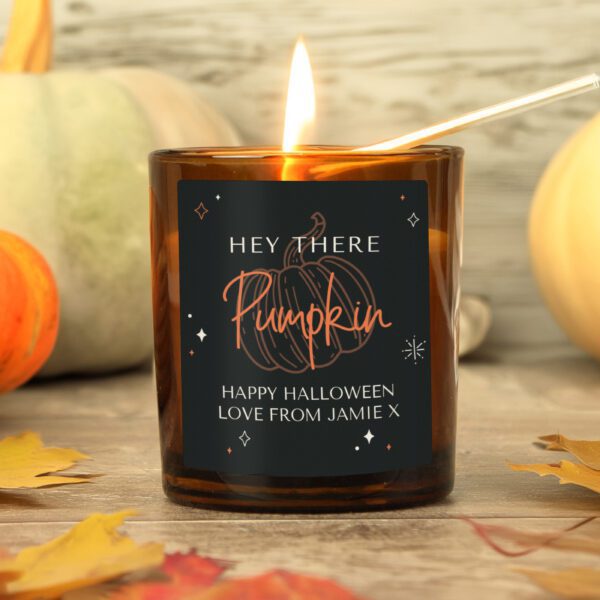 Personalised Pumpkin Amber Glass Candle 6 Personalised Pumpkin Amber Glass Candle