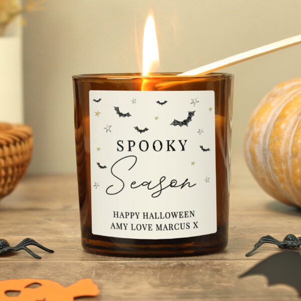Personalised Spooky Amber Glass Candle 5 Personalised Spooky Amber Glass Candle