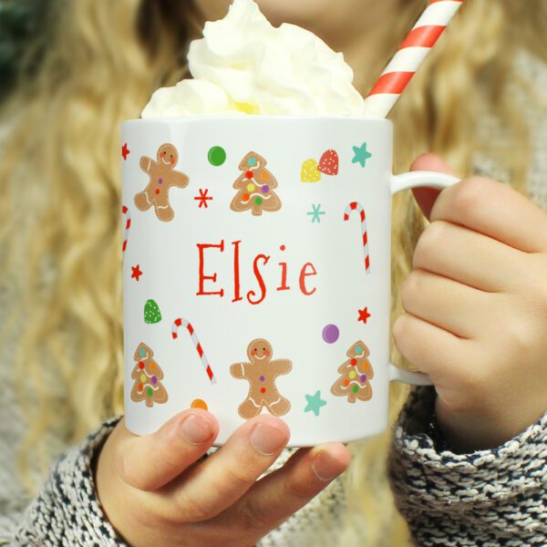 Personalised Gingerbread Pattern Plastic Mug 8 Personalised Gingerbread Pattern Plastic Mug
