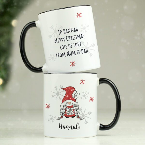 Personalised Gonk Family Black Handled Christmas Mug - Girl 17 Personalised Gonk Family Black Handled Christmas Mug - Girl